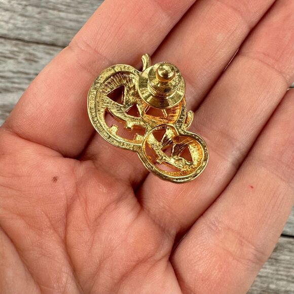 Vintage Jewelry Halloween Brooch Jack-o’-lantern Pin Jack o lantern brooch - Picture 2 of 2